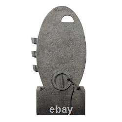 Fontaine de jardin moderne en gris avec LED oval de Teamson Home, avec une douce lueur.