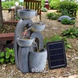 Fontaine de jardin ornée alimentée par énergie solaire avec statue lumineuse LED Royaume-Uni