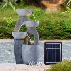 Fontaine de jardin ornée alimentée par énergie solaire avec statue lumineuse LED Royaume-Uni