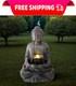 Fontaine De Jardin Solaire Avec Bouddha Et Led