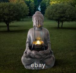 Fontaine de jardin solaire avec bouddha et LED