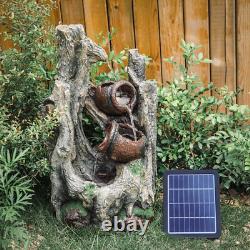 Fontaine de jardin solaire en extérieur/intérieur avec lumière LED et cascade de pierres ECO