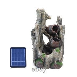 Fontaine de jardin solaire en extérieur/intérieur avec lumière LED et cascade de pierres ECO