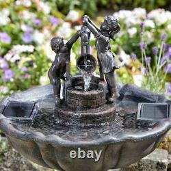 Fontaine décorative de jardin avec seau basculant fonctionnant à l'énergie solaire et en céramique - Cadeau