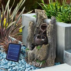 Fontaine en Résine en Forme d'Arbre Creux pour Jardin, Décoration Solaire de Caractéristiques Aquatiques