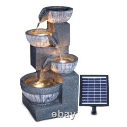 Fontaine en cascade de jardin extérieur à énergie solaire avec LED pour la décoration de la maison