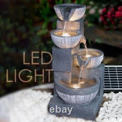 Fontaine en cascade de jardin extérieur à énergie solaire avec LED pour la décoration de la maison