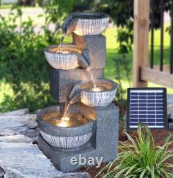 Fontaine en cascade de jardin extérieur à énergie solaire avec LED pour la décoration de la maison