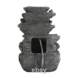 Fontaine en cascade de jardin solaire avec éclairage LED, cascade d'eau extérieure