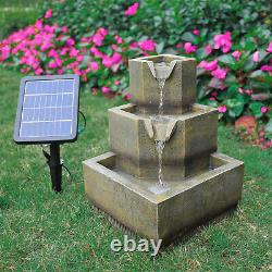 Fontaine en cascade solaire avec LED, éclairage, statue de jardin et pompes