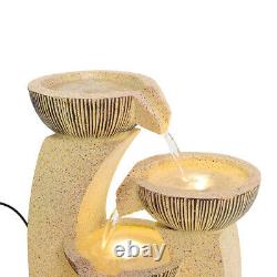 Fontaine en cascade solaire avec panneau LED pour jardin extérieur, statues et ornements de jardin