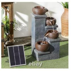 Fontaine extérieure LED avec élément d'eau de jardin en cascade à 4 niveaux - Teamson gris