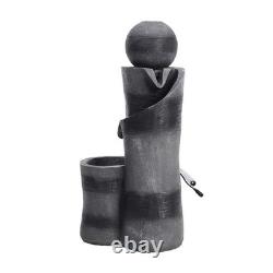 Fontaine extérieure à bol en cascade avec éclairage LED alimentée par énergie solaire pour jardin