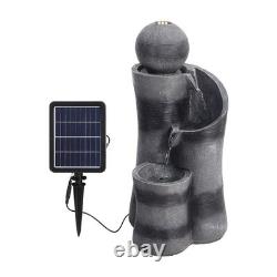 Fontaine extérieure à bol en cascade avec éclairage LED alimentée par énergie solaire pour jardin
