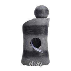 Fontaine extérieure à bol en cascade avec éclairage LED alimentée par énergie solaire pour jardin
