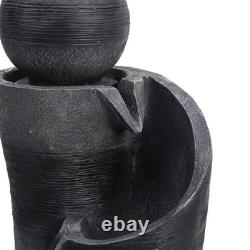 Fontaine extérieure à bol en cascade avec éclairage LED alimentée par énergie solaire pour jardin