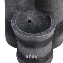 Fontaine extérieure à bol en cascade avec éclairage LED alimentée par énergie solaire pour jardin