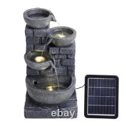 Fontaine extérieure à énergie solaire à 4 niveaux de 45 cm avec LED, statue de jardin en résine