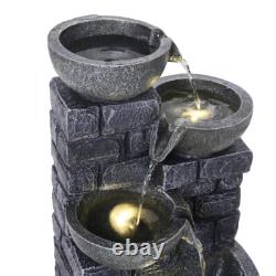 Fontaine extérieure à énergie solaire à 4 niveaux de 45 cm avec LED, statue de jardin en résine