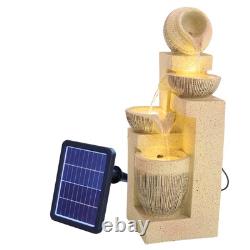 Fontaine extérieure à énergie solaire avec éclairage LED, élément d'eau de jardin, statue en cascade