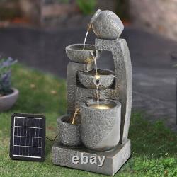 Fontaine extérieure alimentée par l'énergie solaire avec éclairage LED pour jardin