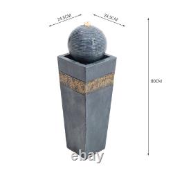 Fontaine extérieure avec éclairage LED, statue à boule tournante pour jardin électrique