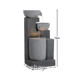 Fontaine extérieure décorative en rocaille alimentée par énergie solaire, 32 cm L x 29 cm P x 72 cm H