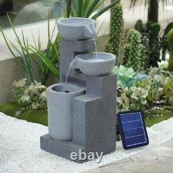 Fontaine extérieure décorative en rocaille alimentée par énergie solaire, 32 cm L x 29 cm P x 72 cm H