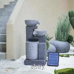 Fontaine extérieure décorative en rocaille alimentée par énergie solaire, 32 cm L x 29 cm P x 72 cm H