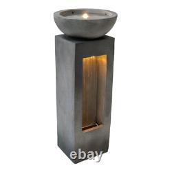Fontaine extérieure en cascade électrique en ciment gris 2 Warm