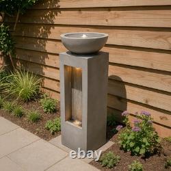 Fontaine extérieure en cascade électrique en ciment gris 2 Warm