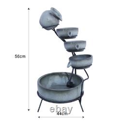 Fontaine extérieure solaire à cascade d'eau pour jardin, caractéristique à plusieurs niveaux pour patio et maison.