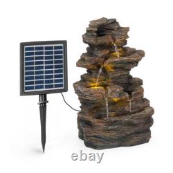 Fontaine extérieure solaire pour jardin et patio, cascade à 4 niveaux, 2,8W