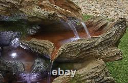 Fontaine facile à bulles ruisseau LED, élément d'eau naturel de jardin effet bois pierre