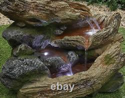 Fontaine facile à bulles ruisseau LED, élément d'eau naturel de jardin effet bois pierre