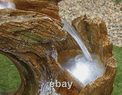 Fontaine facile à nœuds de saule avec chutes LED, caractéristique d'eau de jardin naturel, effet bois