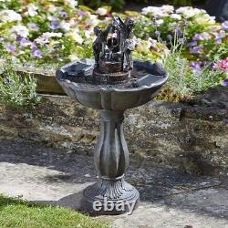 Fontaine solaire à effet bronze pour jardin extérieur avec basculeurs à bascule