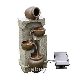 Fontaine solaire avec éclairage et batterie de secours