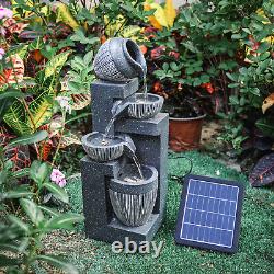 Fontaine solaire d'intérieur/extérieur en polyrésine pour patio de jardin avec éclairage LED