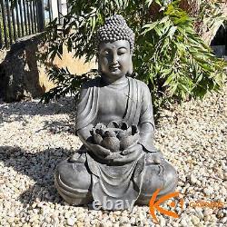 Fontaine solaire de jardin Koi avec statue de Bouddha et décoration de jardin extérieur LED