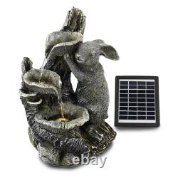 Fontaine solaire décorative pour jardin avec LED - Caractéristique d'eau en forme de lapin
