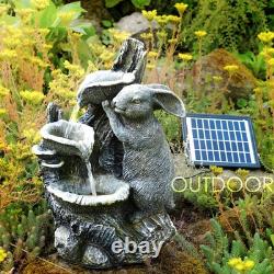 Fontaine solaire décorative pour jardin avec LED - Caractéristique d'eau en forme de lapin