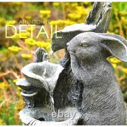 Fontaine solaire décorative pour jardin avec LED - Caractéristique d'eau en forme de lapin