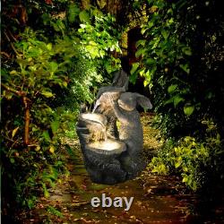 Fontaine solaire décorative pour jardin avec LED - Caractéristique d'eau en forme de lapin