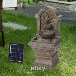 Fontaine solaire en cascade à tête de lion alimentée par énergie solaire pour jardin LED extérieur