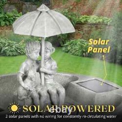 Fontaine solaire pour jardin avec ornements, cascade et abreuvoir pour oiseaux