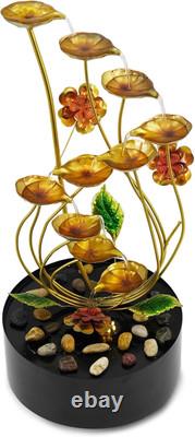 Fontaine spirale en métal avec éclairage LED, alimentée sur secteur, pour jardin