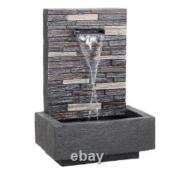 Fontaines de Jardin en Résine avec Éclairage Électrique, Fontaine Cascadante de Plein Air