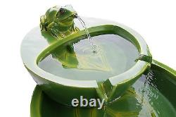Frog Bowl Water Feature Fontaine Cascade Solar Power Contemporain Green Garden 3