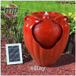 Gardenwiz Rouge Jardin Extérieur Solaire En Céramique Pot En Terre Cuite Fontaine D'eau Caractéristiques